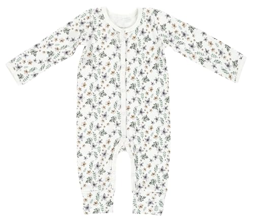 Alvi Pyjama Baby Schlafanzug mit Fuß Set mit Löffel DeinKinderland | Babyschlafanzug | Strampler ab 0 Monate für Mädchen Jungen (Petit Fleurs, 68) von Dein Kinderland