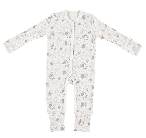 Alvi Pyjama Baby Schlafanzug mit Fuß Set mit Löffel DeinKinderland | Babyschlafanzug | Strampler ab 0 Monate für Mädchen Jungen (Schäfchen, 62) von Dein Kinderland
