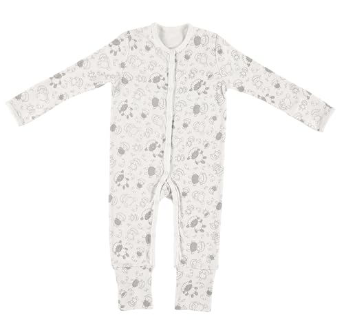 Alvi Pyjama Baby Schlafanzug mit Fuß Set mit Löffel DeinKinderland | Babyschlafanzug | Strampler ab 0 Monate für Mädchen Jungen (Schäfchen, 74) von Dein Kinderland