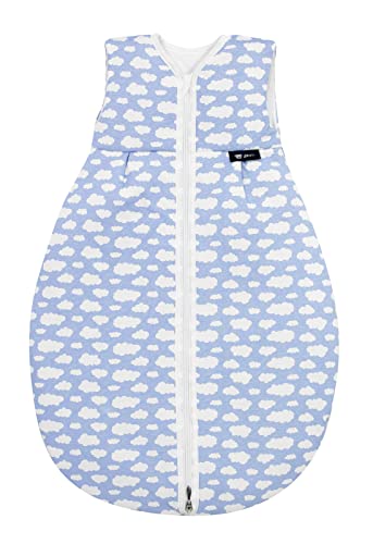 Dein Kinderland Alvi Kugel-Schlafsack Baby Mäxchen Thermo ohne Arm im SET mit Alvi Dreiecks-Halstuch | Winterschlafsack | Baby-Schlafsack | atmungsaktiv (wolke blau, 70cm) von Dein Kinderland