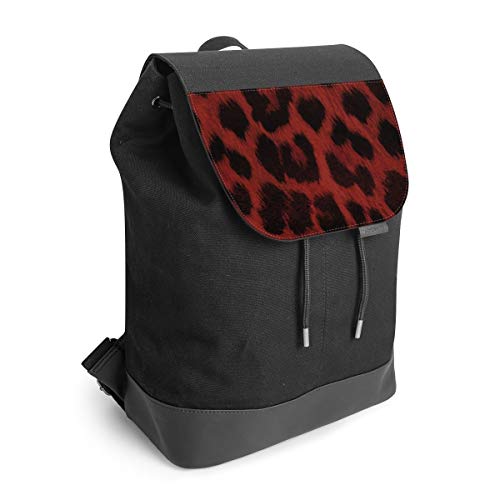 Rucksack mit Lasche 30 cm x 40 cm Daypack für Damen & Herren Tasche mit Motiv Leomuster Leopard Rot von DeinDesign