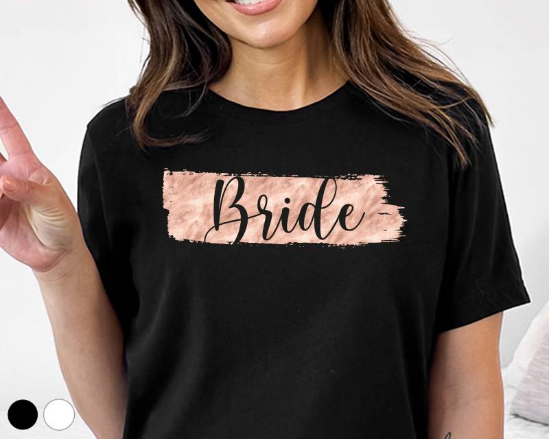 Jga T-Shirt | Bride Metalliclook Rosé Schwarzer Aufdruck Wunschfarbe von DeinLieblingsteil