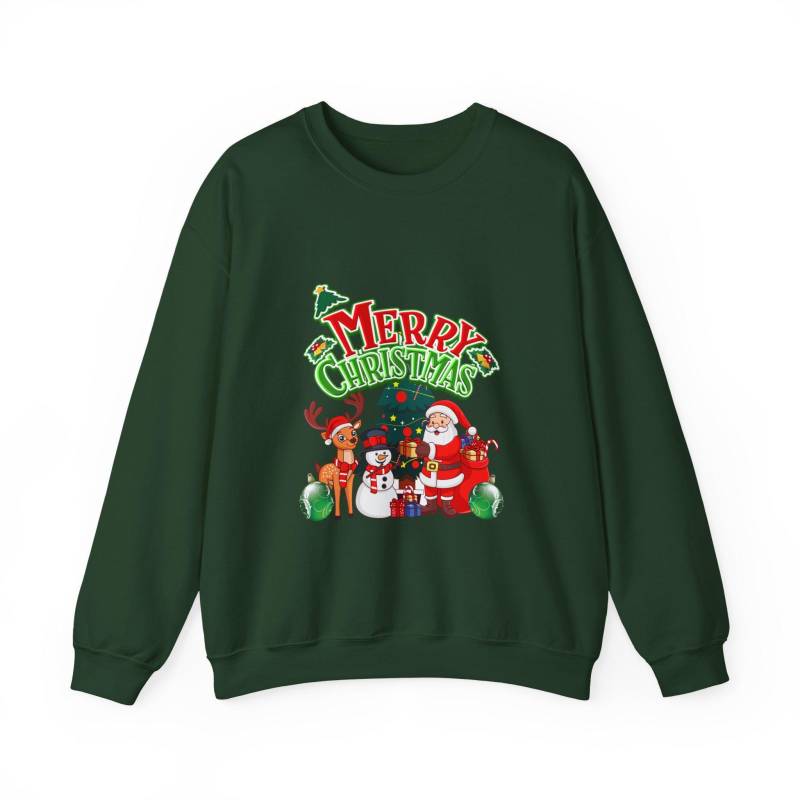 Merry Christmas Santa & Reindeer Sweatshirt | Holiday Crewneck Christmas Pullover von DeinStil