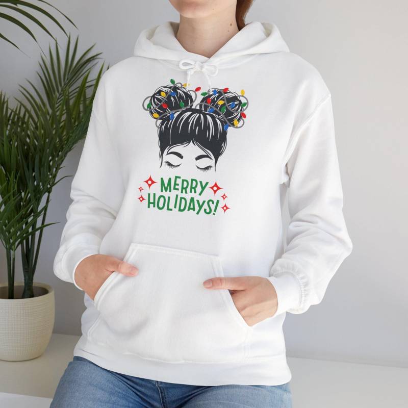 Merry Holidays Girl With Festive Lights Hair Hoodie | Sweatshirt Weihnachten Pullover Christmas von DeinStil