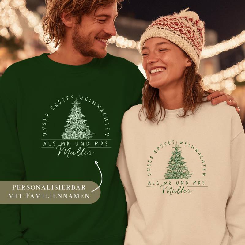 Erstes Weihnachten Personalisierter Pullover Für Ehepaare, Individuelles Weihnachtsgeschenk, Partnerlook Christmas, Sweater, Geschenkidee von DeinStueckVomGlueck