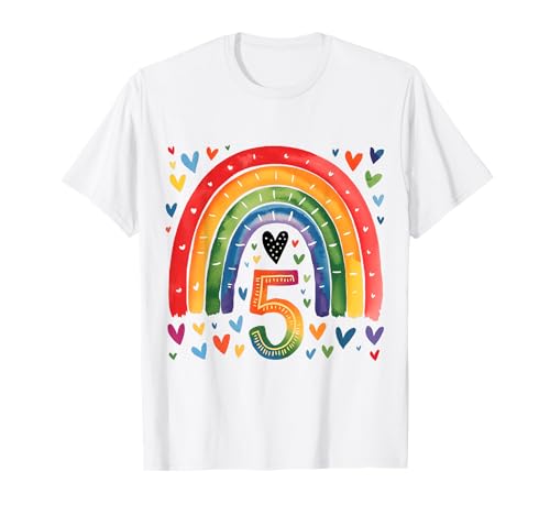 Ich bin schon 5 - Süßes buntes Regebogen Geburtstags Mädchen T-Shirt von Deine königliche Einzigartigkeit