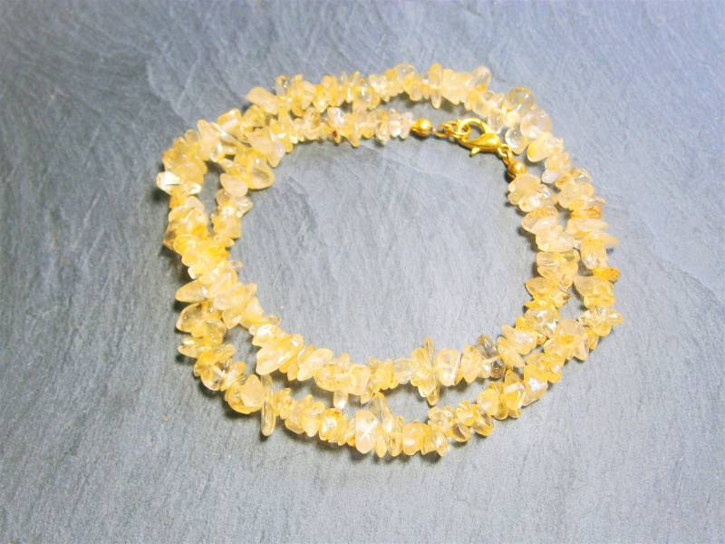 Citrin Splitterkette, Gelbe Naturstein Splitter Halskette, Kurze Edelstein Kette, Geburtsstein Schmuck Geschenk November von DeineSchmuckFreundin