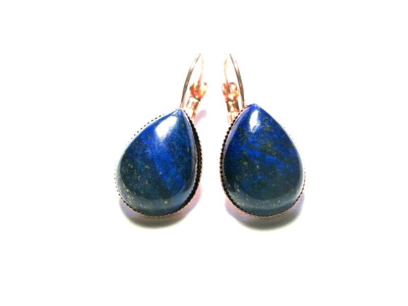 Lapislazuli Ohrringe Vergoldet, Dunkelblaue Lapis Lazuli Edelstein Tropfen Ohrhänger, Blaue Natursteine von DeineSchmuckFreundin