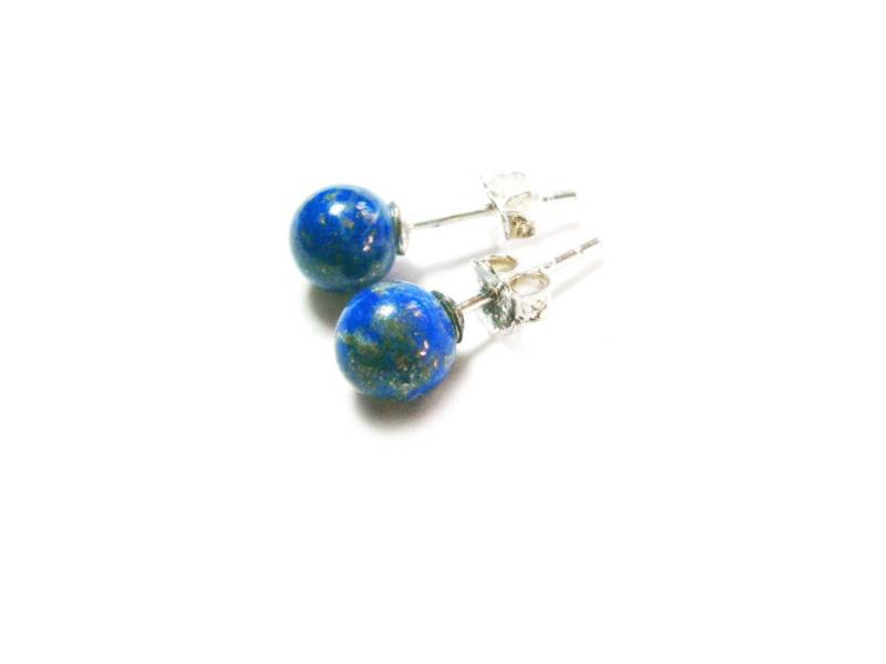 Lapislazuli Ohrringe Mit 925 Sterling Silber Ohrsteckern, Blaue Lapis Lazuli Edelsteinohrringe von DeineSchmuckFreundin