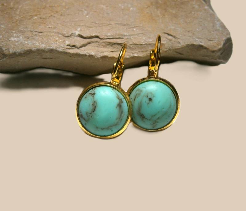 Ohrringe Türkis Gold, Vergoldete Naturstein Ohrringe, Halbedelstein Ohrhänger von DeineSchmuckFreundin