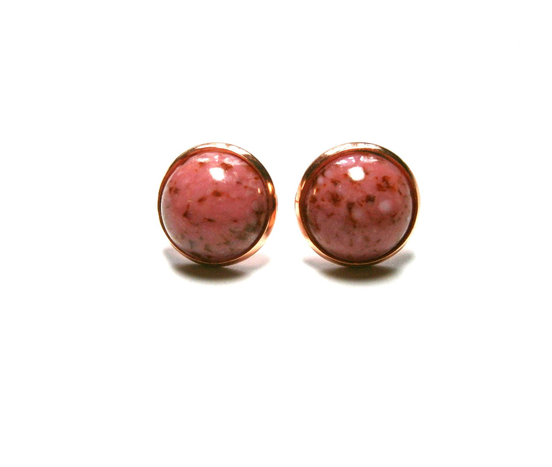 Ohrstecker Rhodochrosit Roségold Vergoldete Edelstein Ohrringe, Runde Naturstein Stecker Ohrstecker Rhodochrosit Roségold Vergoldete Edelstein Ohrringe, Runde Naturstein Stecker von DeineSchmuckFreundin