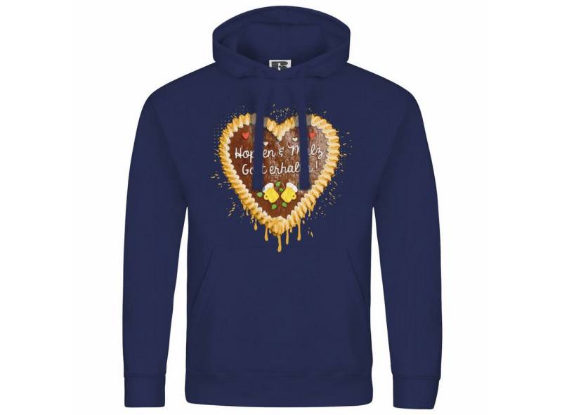 deinshirt Kapuzenpullover Herren Kapuzenpullover Lebkuchenherz Hopfen und Malz Mit Print Motiv, Grafik von deinshirt