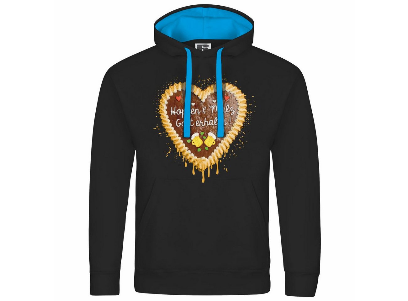 deinshirt Kapuzenpullover Herren Kapuzenpullover Lebkuchenherz Hopfen und Malz Mit Print Motiv, Grafik von deinshirt