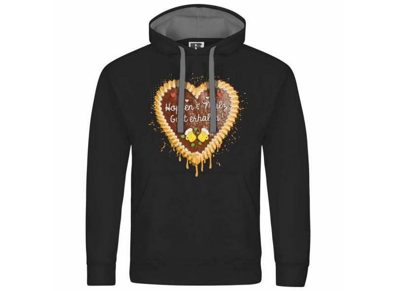 deinshirt Kapuzenpullover Herren Kapuzenpullover Lebkuchenherz Hopfen und Malz Mit Print Motiv, Grafik von deinshirt
