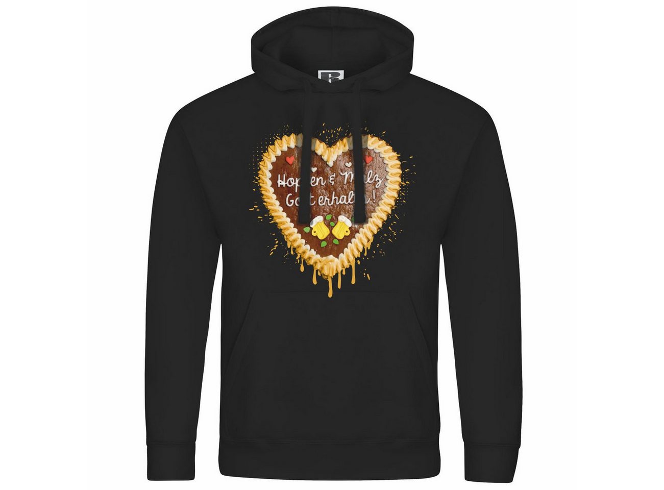 deinshirt Kapuzenpullover Herren Kapuzenpullover Lebkuchenherz Hopfen und Malz Mit Print Motiv, Grafik von deinshirt