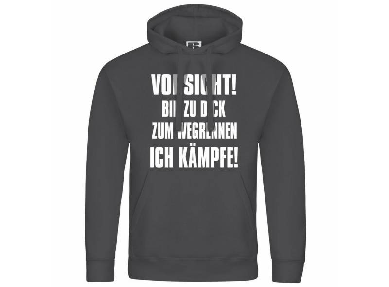 deinshirt Kapuzenpullover Herren Kapuzenpullover Vorsicht bin zu dick zum wegrennen ich kämpfe Mit Print Motiv, Grafik von deinshirt