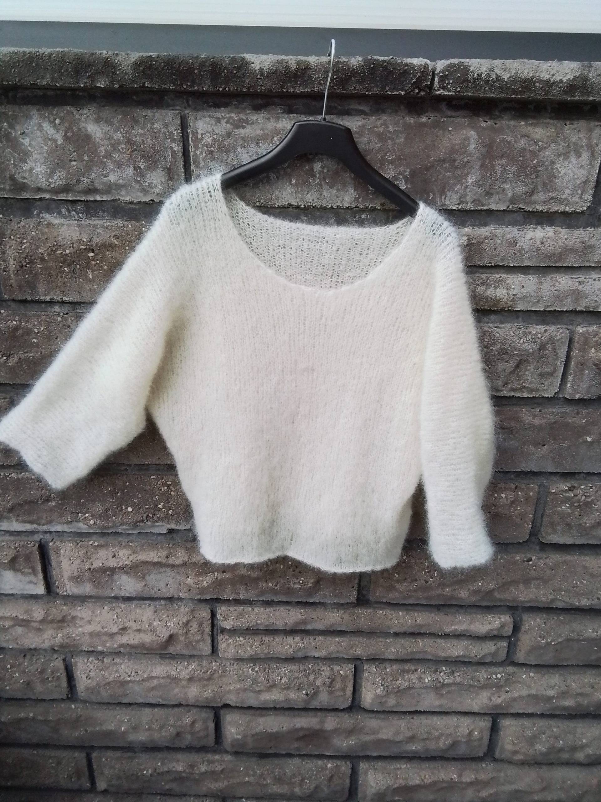 Kid-Mohair/Alpaka-Fledermaus in Creme-Weiß M - L Kid-Mohair/Alpaka-Fledermaus in Creme-Weiß M - L von DeinzigBaer