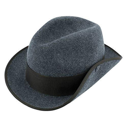 Schützenhut grau meliert mit schmaler Krempe 62 mit Druckknopf von Deitert