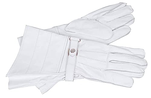Stulpenhandschuhe aus Leder (weiß) für die Uniform der Fahnenträger, Standartenträger als Paradehandschuh Größen S-XXL 10 (L) von Deitert