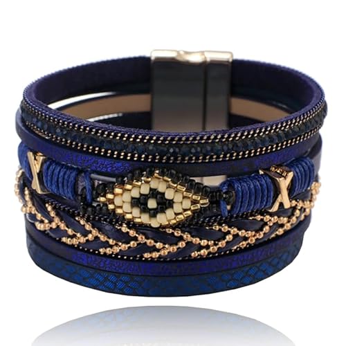 Blaues Damen Armband mit Kristall und goldfarbenen Details von Deja Jewels