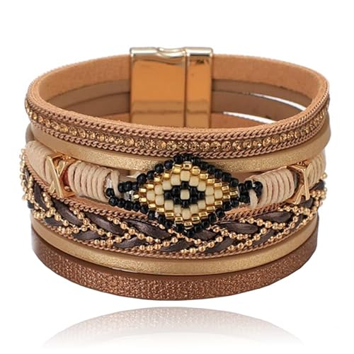 Braunes Damen Armband mit Kristall und goldfarbenen Details von Deja Jewels