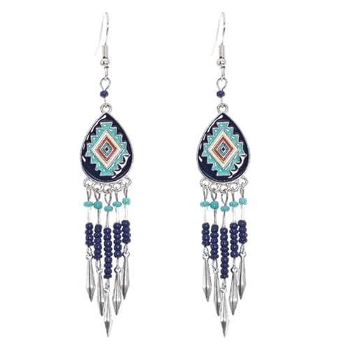 Damen Ohrringe Bohemian mit Perlen mehrfarbig blau von Deja Jewels