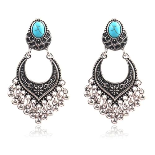 Damen Ohrringe Ibiza Silber Türkis mit silberfarbenen Perlen von Deja Jewels