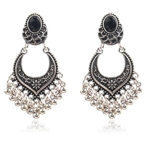 Damen Ohrringe Ibiza Silber schwarz mit silberfarbenen Perlen von Deja Jewels