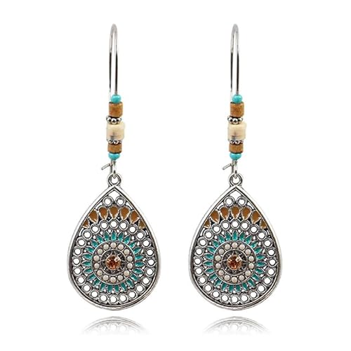 Damen Tropfen Boho Ohrringe Silber Multicolor Türkis Steine von Deja Jewels