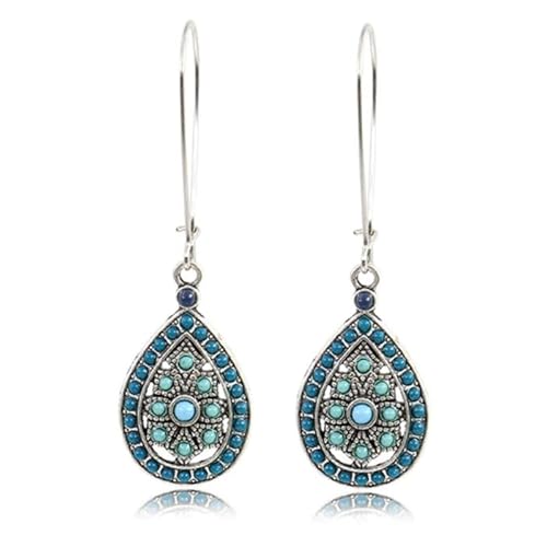 Damen Tropfen Boho Ohrringe Silber Türkis Multicolor Steine von Deja Jewels