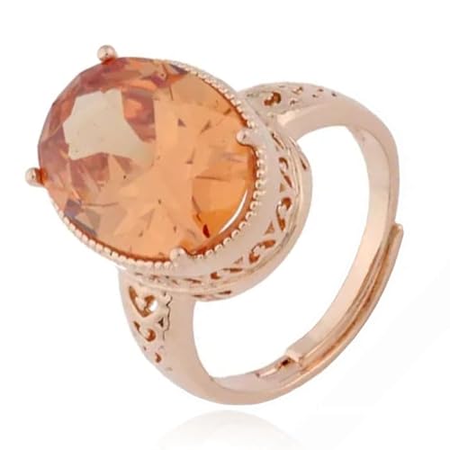 Deja Jewels Damenring - Verstellbar, Mit Großer Oval Champagner Zirkonia Stein von Deja Jewels