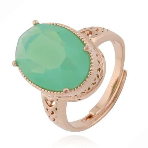 Deja Jewels Damenring - Verstellbar, Mit Großer Ovaler Hellgrüner Zirkonia Stein von Deja Jewels