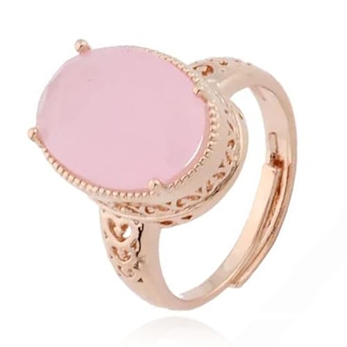 Deja Jewels Damenring - Verstellbar, Mit großem Oval Rosa Zirkonia Stein von Deja Jewels