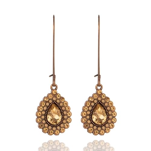 Deja Jewels Ethnische Goldfarbene Ohrringe mit Braun/Champagner Anhänger von Deja Jewels