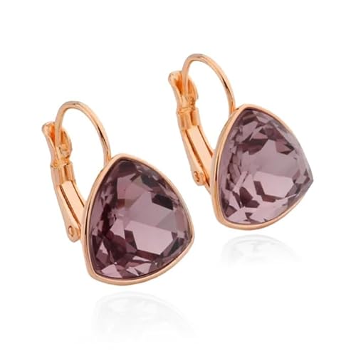 Deja Jewels Ohrringe mit Anhängern - Damen, Roségold-Finish, lila konvexe Dreieck Glasstein von Deja Jewels
