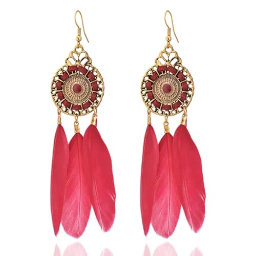 Deja rote Feder Ohrringe mit Kreis von Deja Jewels