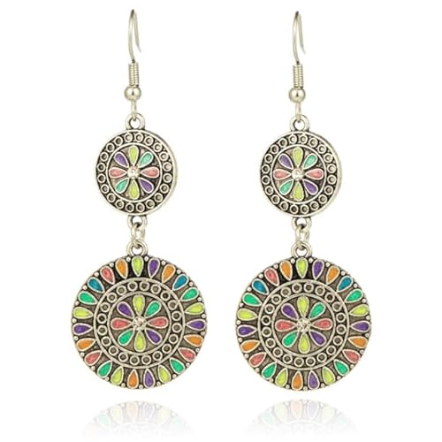 Doppelte Runde Silber Damen Ohrringe Multicolor und Strass von Deja Jewels