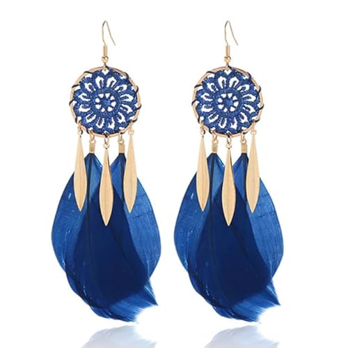 Feder Ohrringe Blau - Traumfänger von Deja Jewels