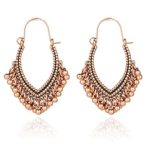 Goldfarbene Damen Ohrringe Anhänger mit goldenen Perlen von Deja Jewels