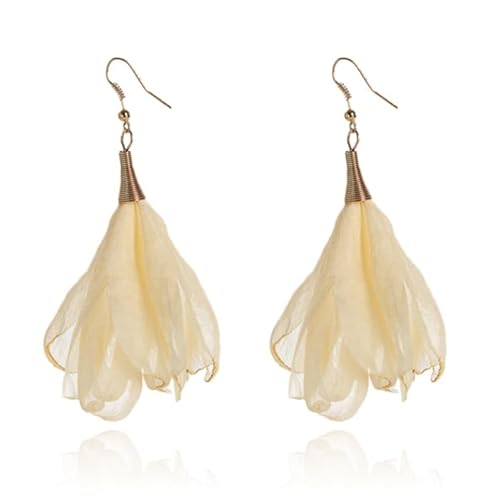 Große Quaste Ohrringe LGT JWLS - Beige Gelb von Deja Jewels