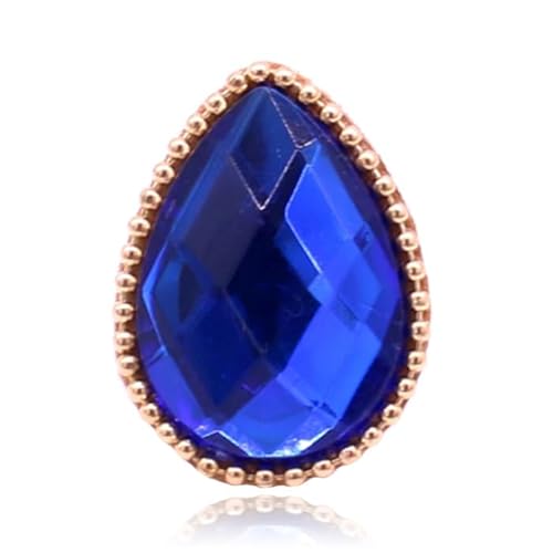 Handgefertigter verstellbarer Ring aus Leder in Tropfenform mit blauem Naturstein von Deja Jewels