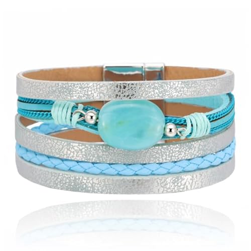 Layered Armband Vintage mit Stein - Hellblau von Deja Jewels