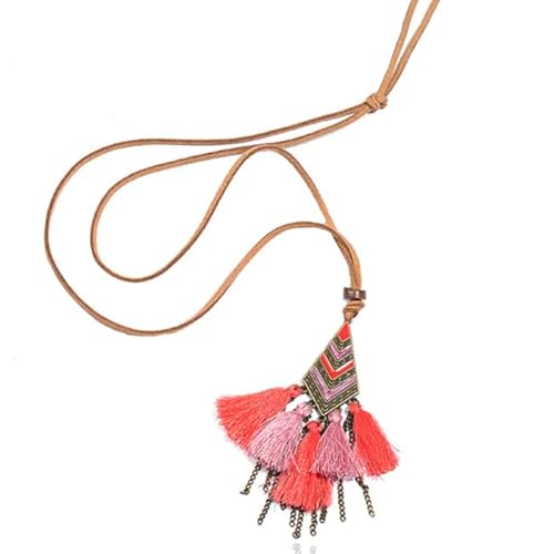 Leder Quaste Halskette für Frauen - Rosa von Deja Jewels