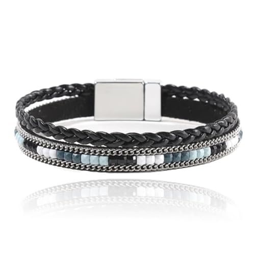 Leder schwarz Damen Armband Bohemian Stil mit Perlen von Deja Jewels