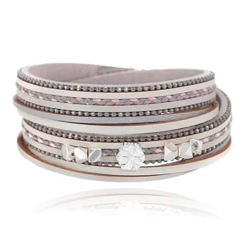 Multilayer Wrap Armband Deja - Schneeflocke Grau von Deja Jewels