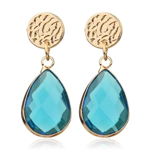 Ohrstecker mit Tropfenförmigem Anhänger - Kristall Hellblau von Deja Jewels