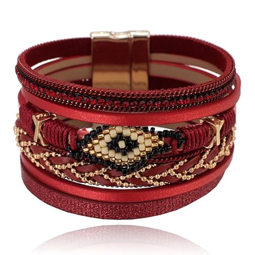 Rotes Damen Armband mit Kristall und goldfarbenen Details von Deja Jewels
