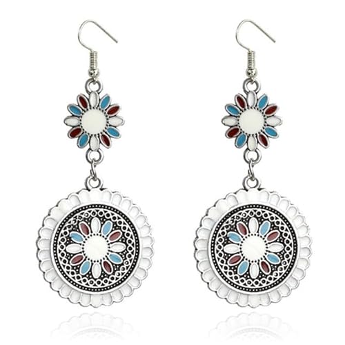 Runde Damen Ohrringe mit Blütenform Ibiza mehrfarbig weiß von Deja Jewels