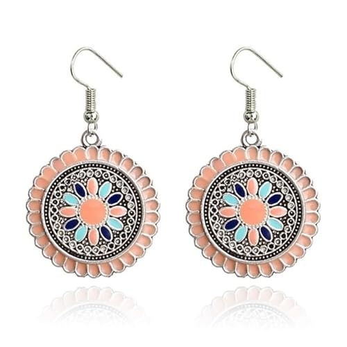 Runde Silber Damen Ohrringe Ibiza mehrfarbig rosa von Deja Jewels