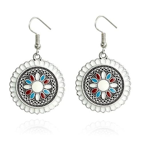 Runde Silber Damen Ohrringe Ibiza mehrfarbig weiß von Deja Jewels